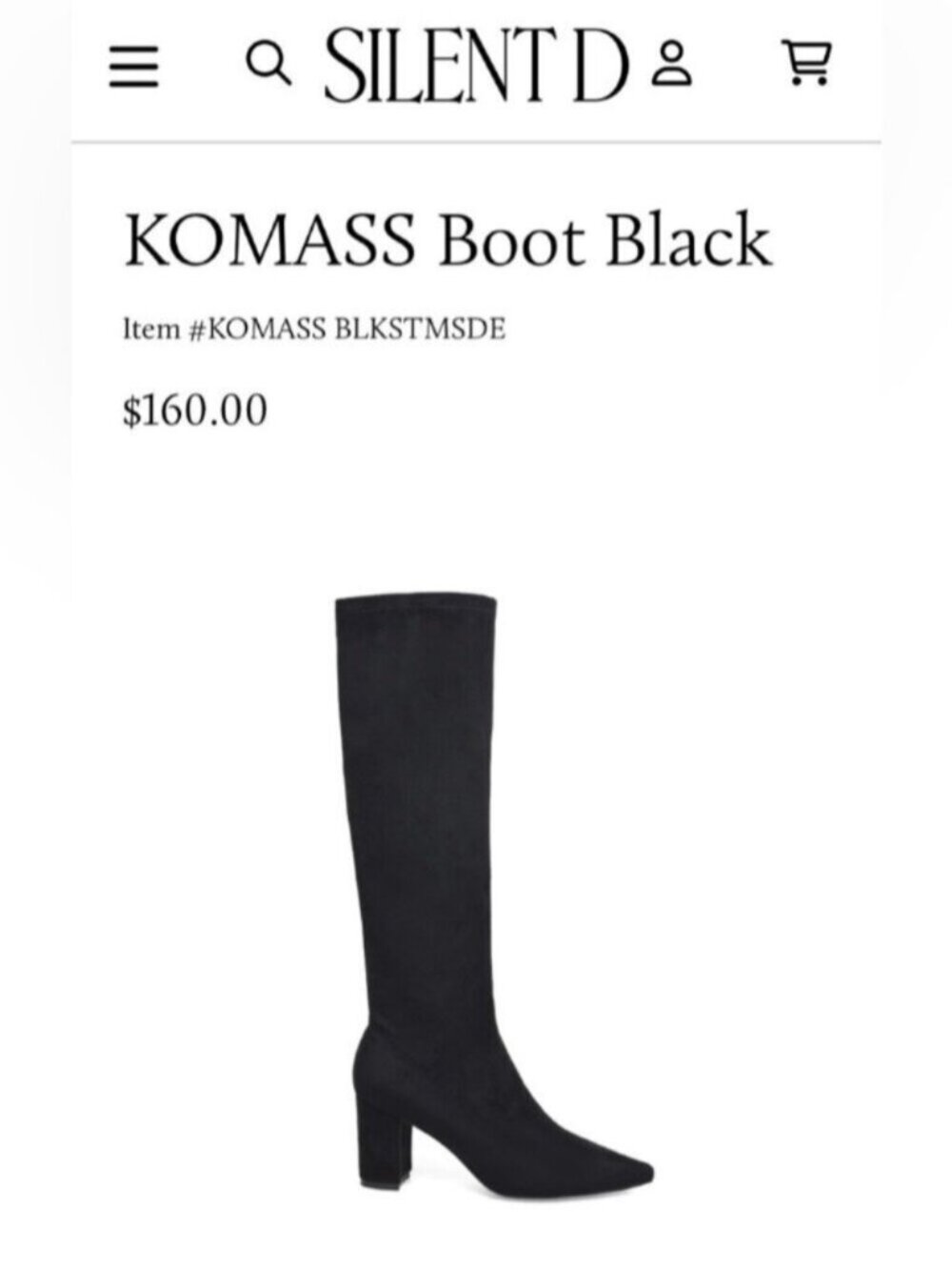 NWT US 9-9.5/ EU 40W - Silent D KOMASS Knee-High Boots BLACK STRETCH (US$160) - Picture 16 of 16